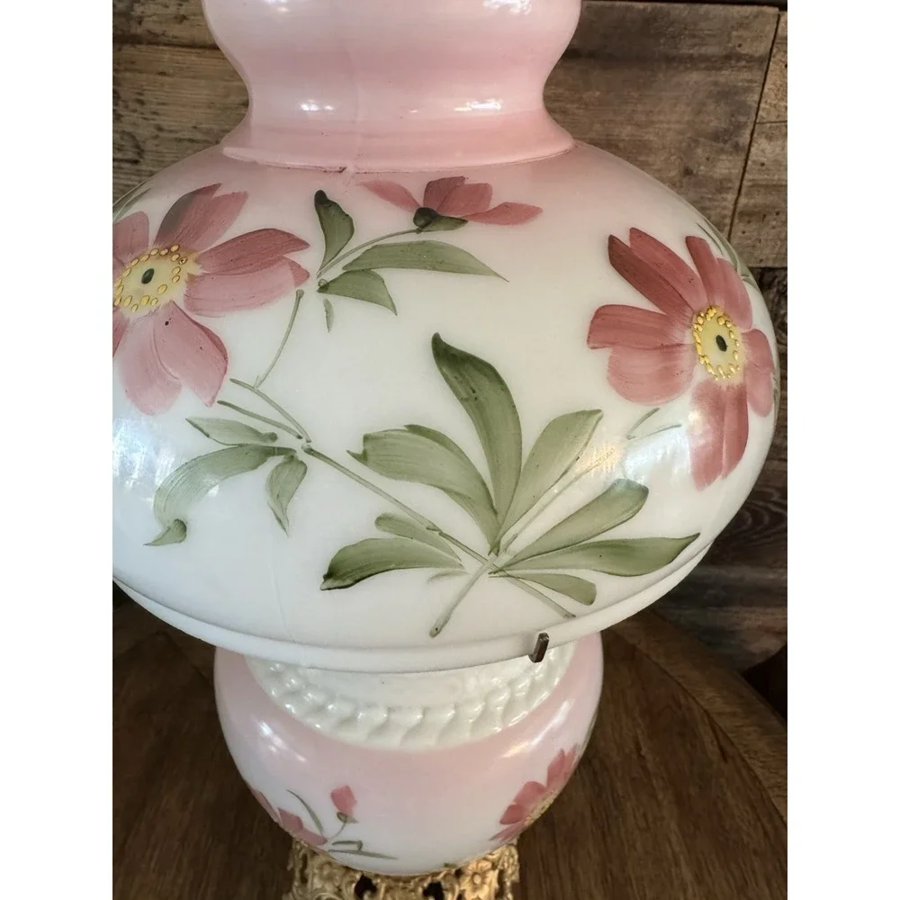 Vintage Victorian Gone With The Wind Hand Painted Parlor Hurricane Table‎ Lamp